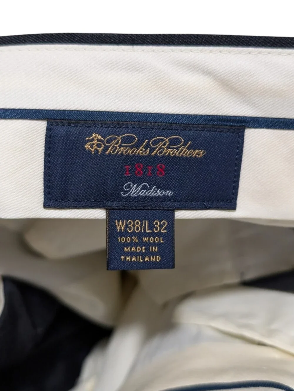 Brooks Brothers 1818 Madison 100% Wool Pleated Dress Pants 38x32 Charcoal NWT